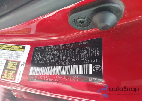 2021 Toyota Camry Se из США, поврежденный, VIN 4T1T11AK4MU487942